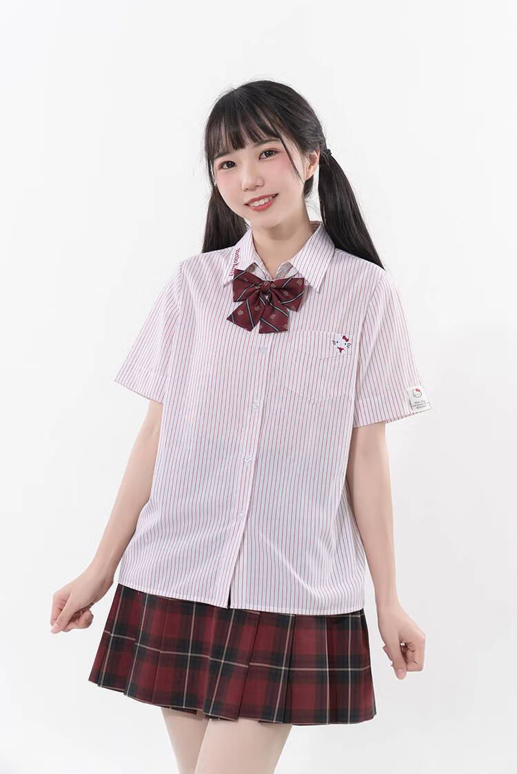 梗豆物语三丽鸥凯蒂猫联名甜美jk制服条纹衬衫凯蒂猫条纹衬衫m