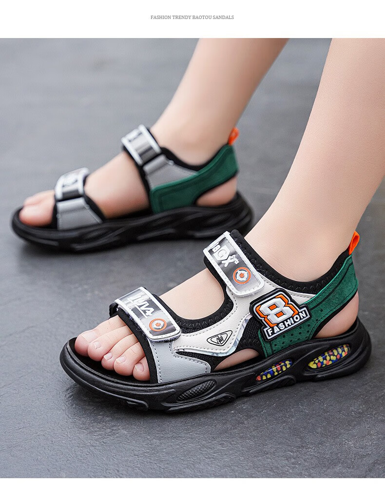 品牌联名款儿童凉鞋夏季2022年新款时尚露趾男孩软底沙滩鞋中大童休闲