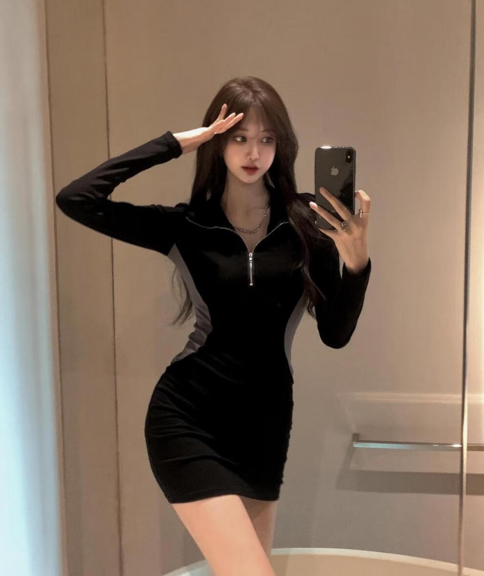 好品质连衣裙女春季新款辣妹连衣裙裙子纯欲纯欲风黑色裙子名媛性感
