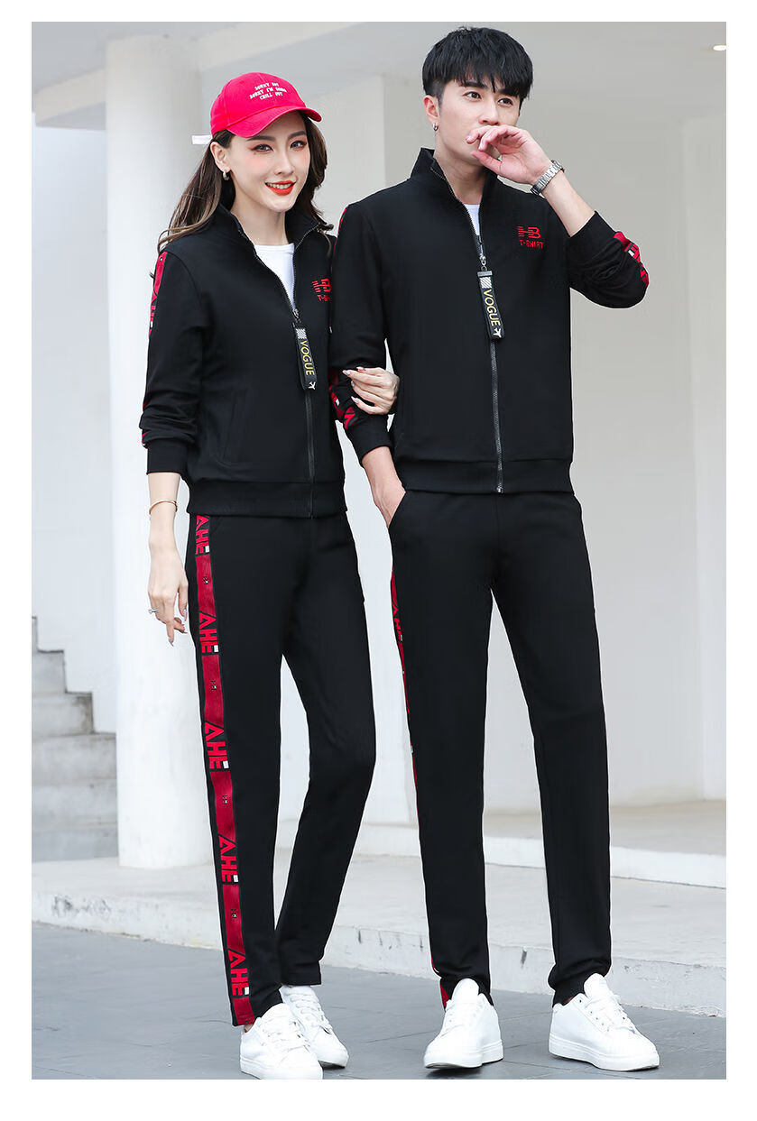 鳄鱼春秋季运动套装三件套男女运动卫衣套装情侣休闲跑步运动装团队服