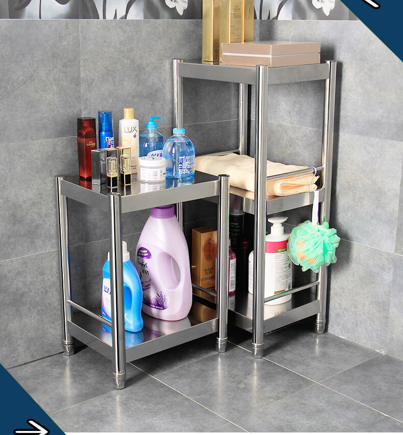 洗澡间置物架不锈钢浴室落地式多层厕所卫生间脸盆架夹缝收纳架子