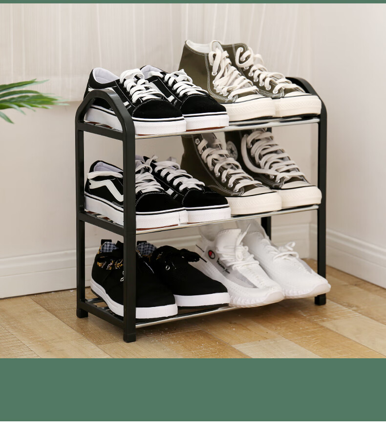 简易门口鞋架小窄门网红鞋架多层家用宿舍小型迷你三层小号黑色