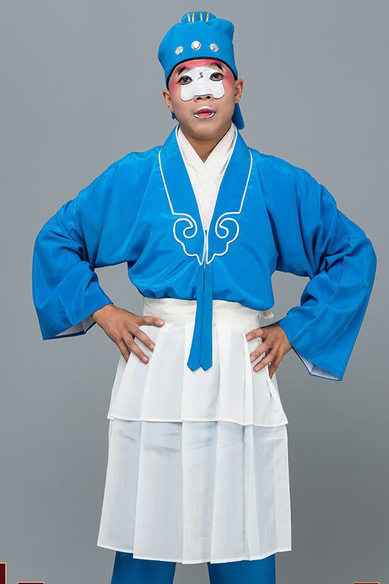 戏曲丑角小仓娃京剧越剧服装小二古装演出武大郎书童杂役家丁茶衣 蓝