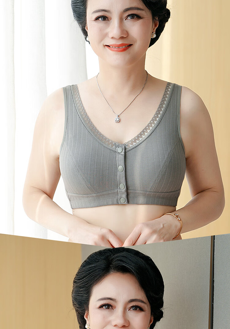 钢圈胸罩妇女老人全棉加肥加大码前扣胖妈妈背心哺乳胸衣肥佬内裤套装