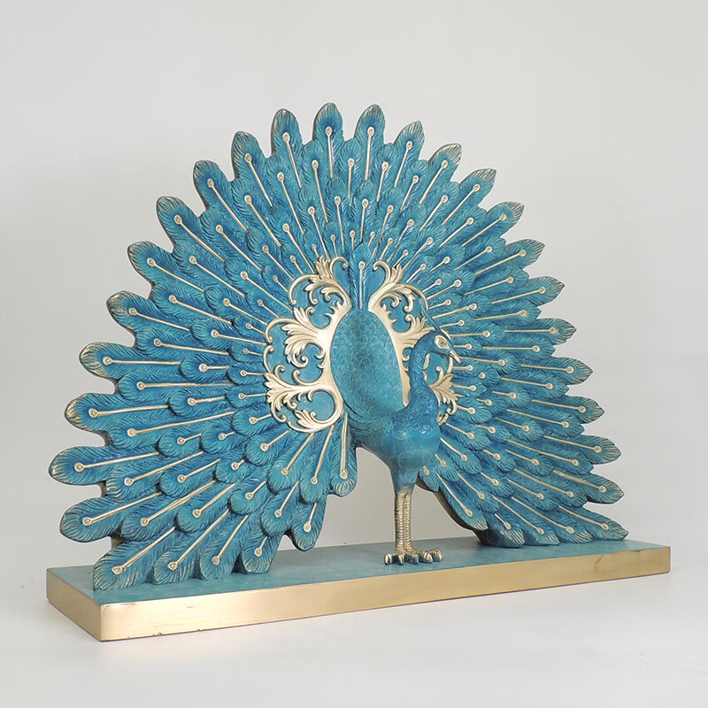 纯铜孔雀开屏摆件玄关客厅装饰品中国风摆设赠礼佳品室内房间摆饰