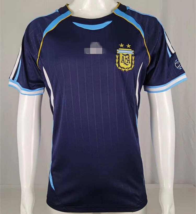 2006阿根廷主场蓝白客场宝蓝经典复古短袖球衣休闲足球服 蓝白 s