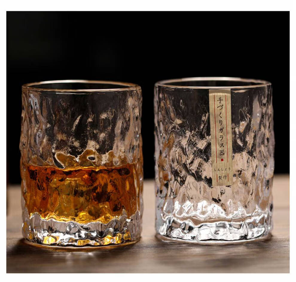 杯威士忌杯酒杯 限定精选水波纹杯原木盒【一只】【图片 价格 品牌