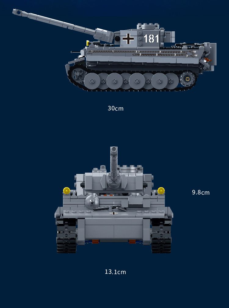 虎式坦克积木6104二战重型虎式坦克模型积木军事高难度男成人玩具6104