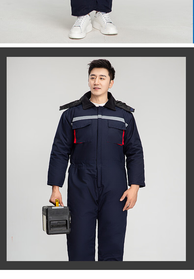 连体工作服冷库工装冬季立体兜连体加厚内胆棉衣工作服男士耐磨工厂