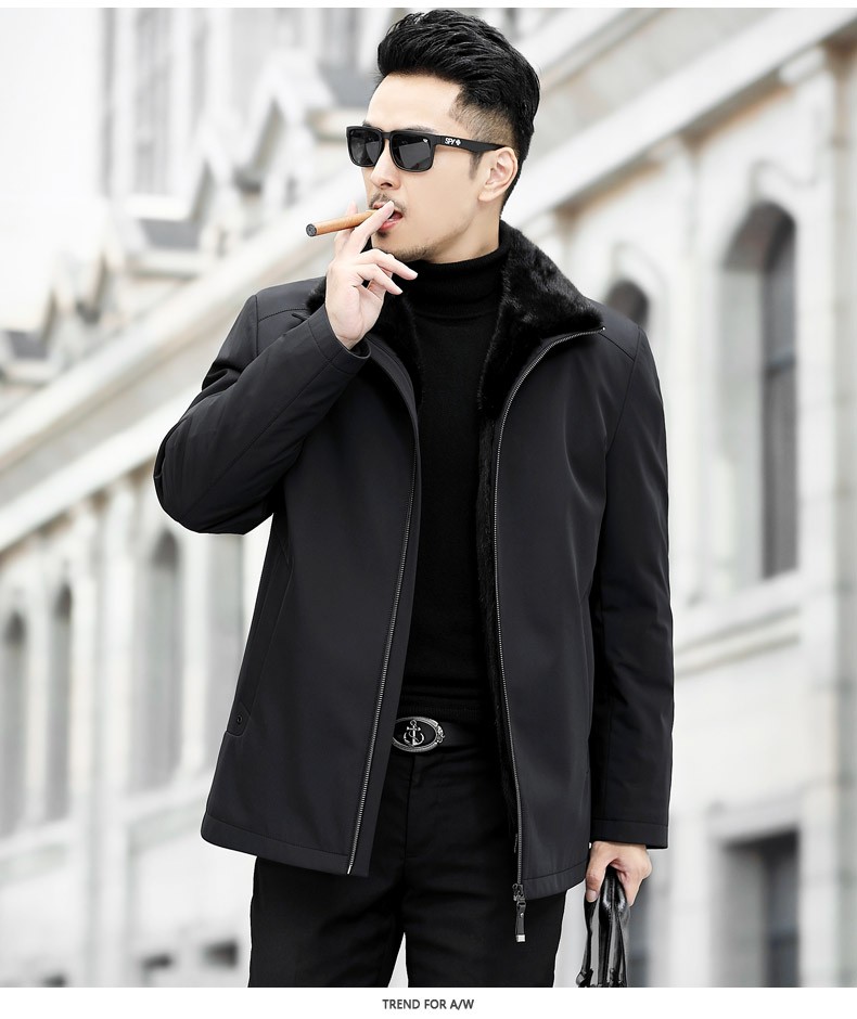 gellvann品牌尼克服男整貂水貂内胆可拆卸皮草貂皮大衣派克服男外套