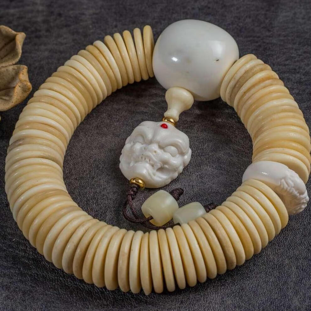 一北手串骨佛珠手链式饰品牦牛文玩珠藏念珠藏式驼骨骨头民族风天然件