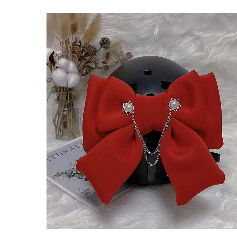 装饰网红爆音少女同款全盔帽子机车头盔蝴蝶结装饰女骑摩托车装备配饰