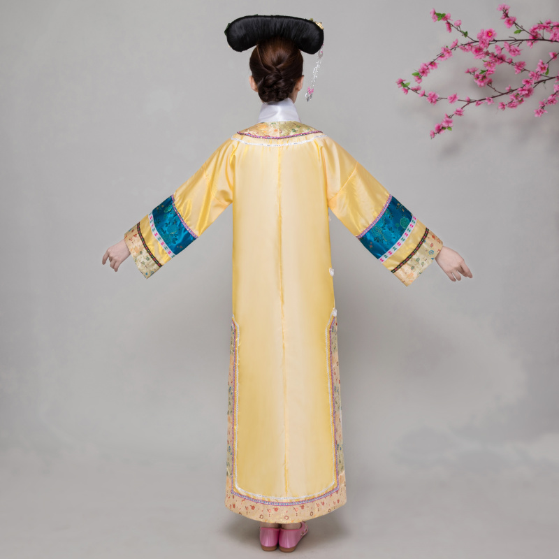 清朝古装女古代公主满族贵妃娘娘旗袍装演出还珠格格服装浅蓝色单独