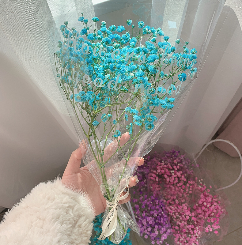满天星小花束透明包装袋带灯永生花花束包花纸diy全套材料摆摊用 1米