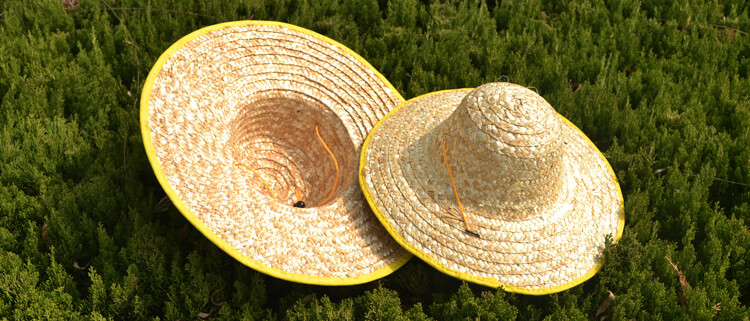 定制农民田间大草帽稻草麦秸帽子劳保遮阳防晒演出手绘涂鸦装饰可印字