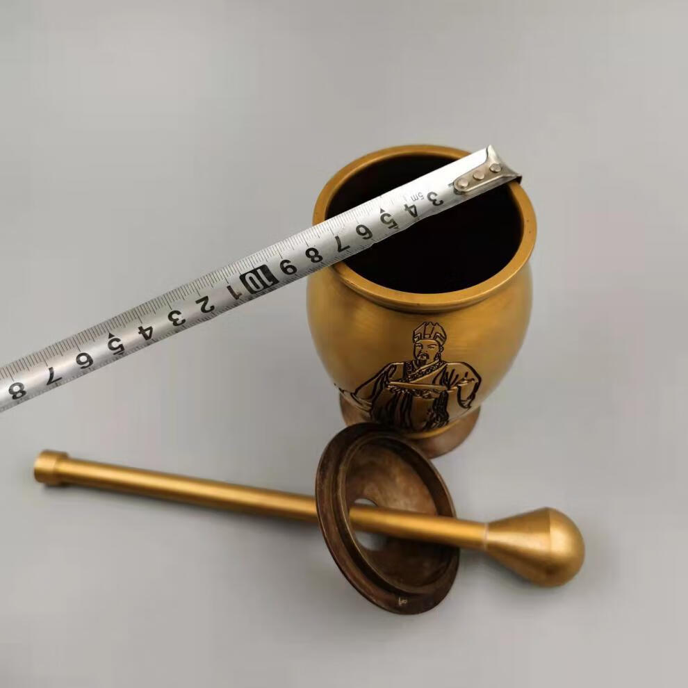 中医研钵纯铜捣药罐实心华佗中药中医摆件老式铜臼冲筒盅研钵研磨器捣