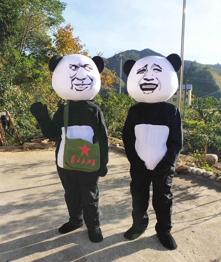 舞万花卡通人偶服装熊玩偶服人偶装熊猫头表情包搞笑炸街服墨镜身高