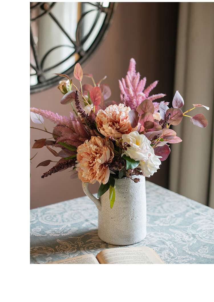 掬涵那年花束仿真花假花把束套组客厅橱窗装饰花餐厅桌面花束24cm古典