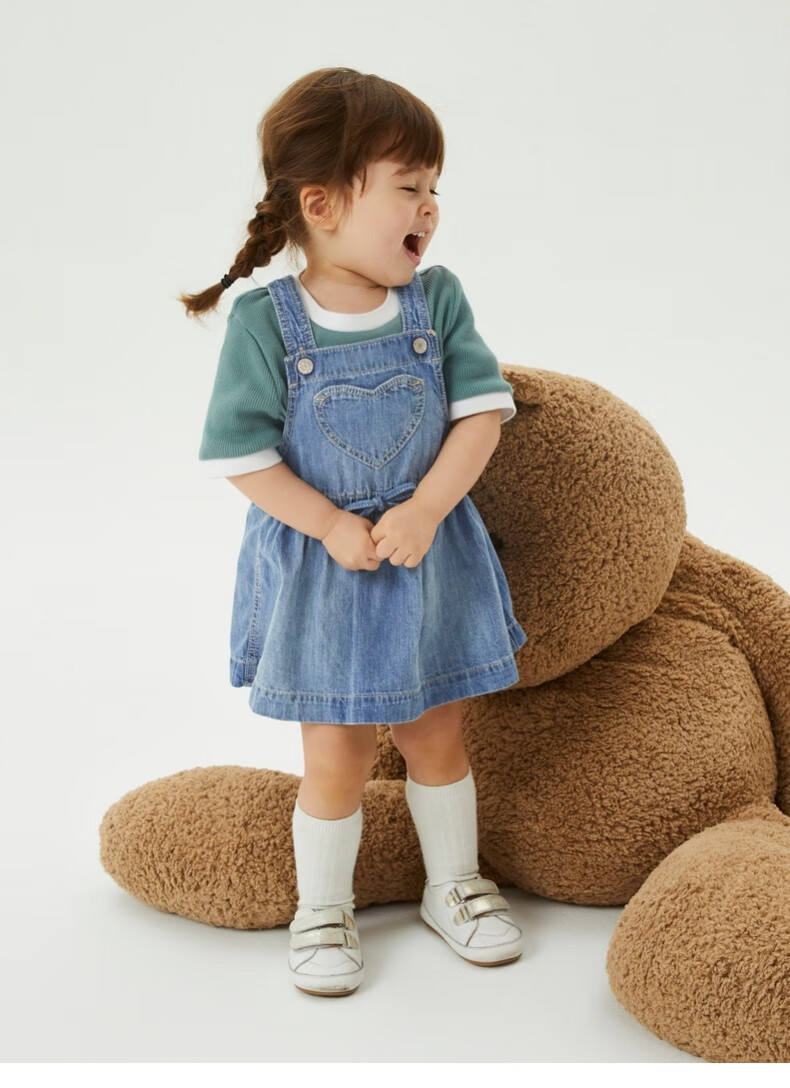 gap婴儿纯棉可爱背带牛仔裙832686夏季2022新款童装洋气牛仔裙儿童节