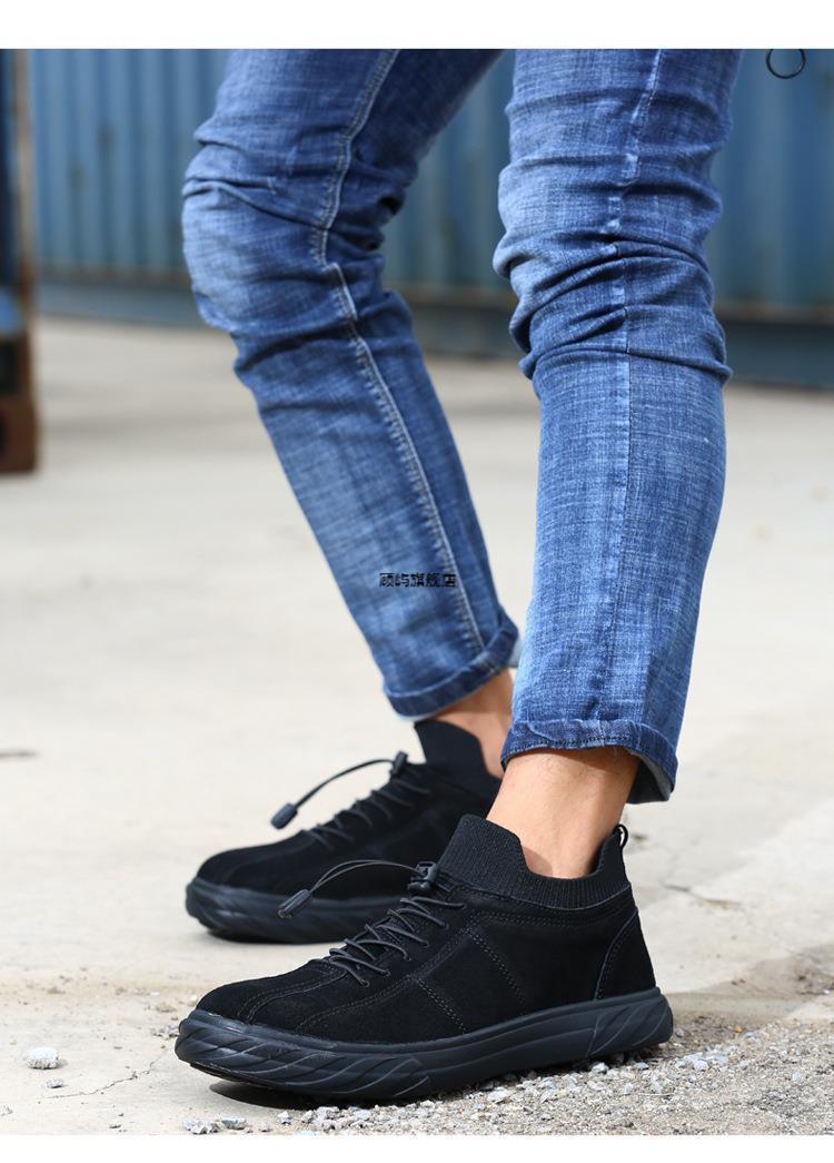 钢包头钢板鞋电焊工鞋轻便软底老保鞋劳保皮鞋男有钢板1122灰色低帮36