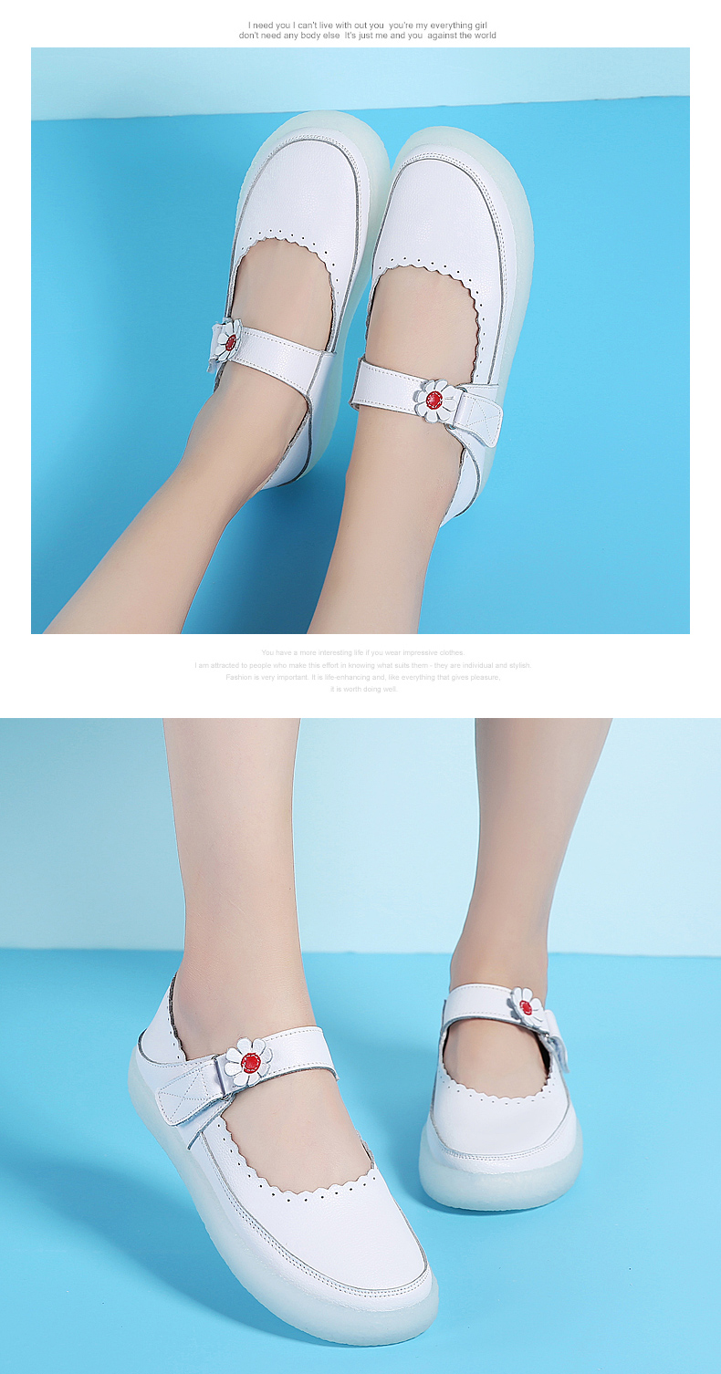 凉鞋官方护士鞋女夏季新款白色真皮平底舒适夏天镂空透气防臭牛筋软底