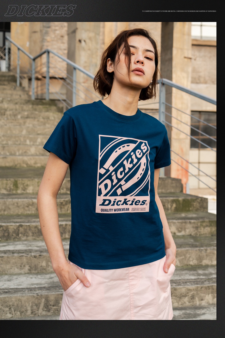 dickies短袖 情侣款男女同款前身大logo印花短袖t恤 休闲棉舒适上衣