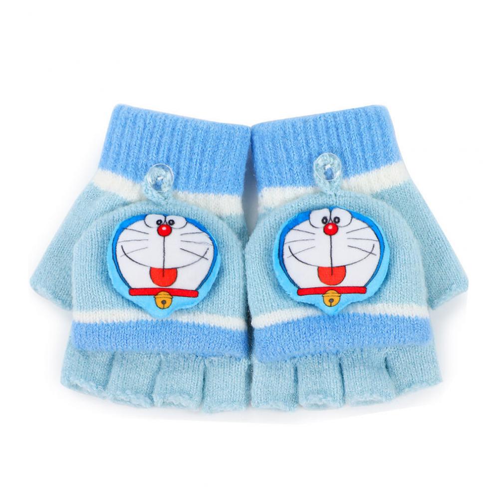 倧喜哆啦a梦手套哆啦梦机器叮当猫儿童翻盖手套男女儿童写字翻盖加绒