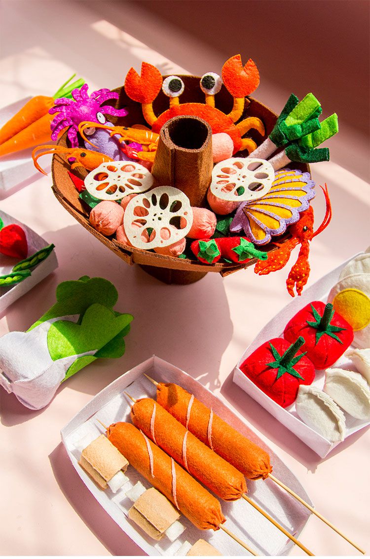 儿童打火锅玩具手工材料包不织布diy仿真食物幼儿园中华四川美食定制