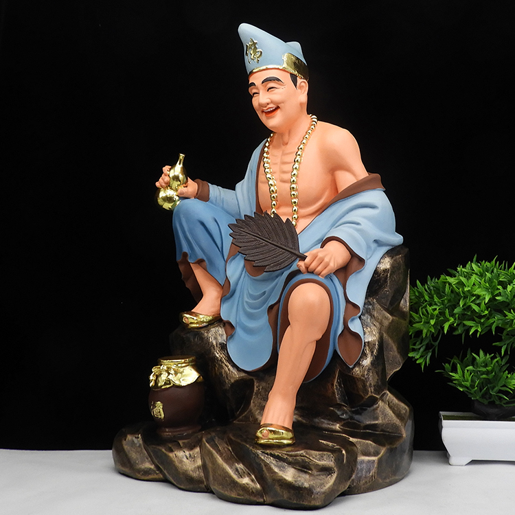 道济和尚济公佛像 活佛济公金色 树脂佛像16寸菩萨降龙罗汉李修元供奉