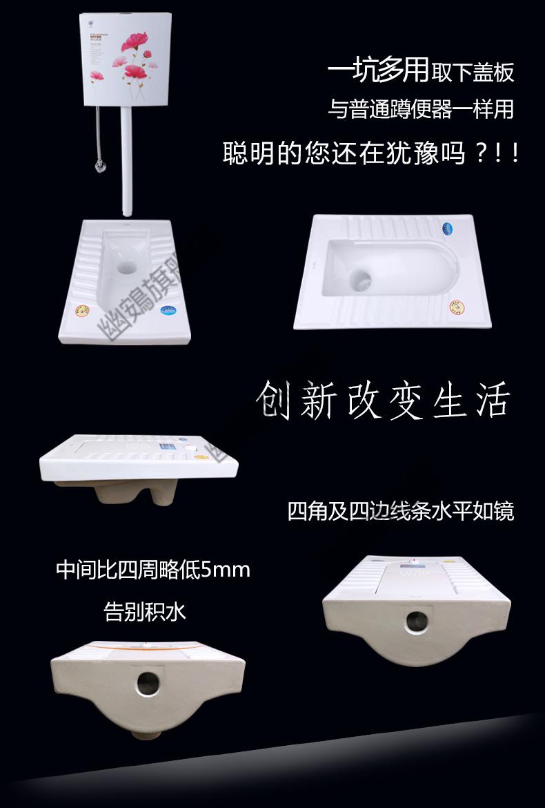 帝王蹲便器带盖板子蹲便器一体翻盖式隐形入墙式蹲便器水箱整套坑厕