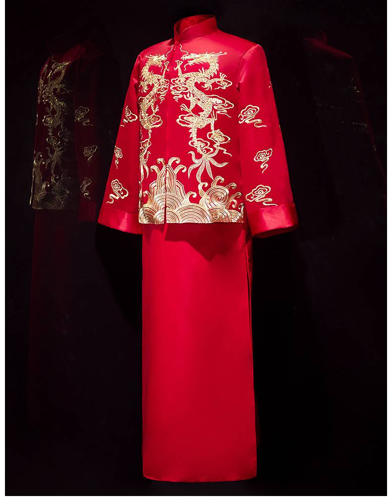 秀禾男马褂夏季男士新郎服中式婚礼结婚礼服唐装中国风婚服朱孝天男s