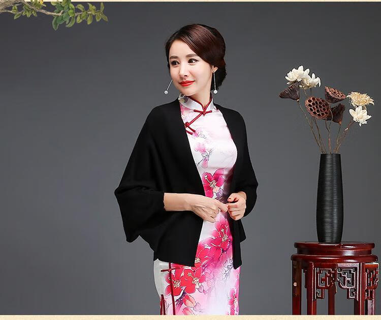 旗袍披肩春夏2021年秋季新款旗袍小披肩女春秋优雅气质短款针织外搭