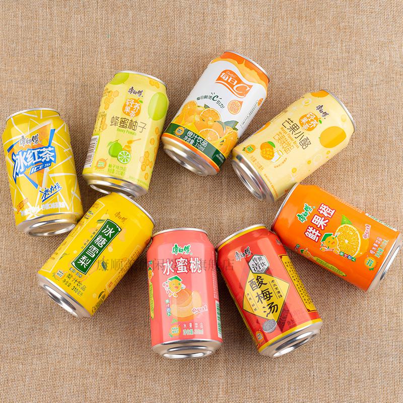 康师傅冰红茶果汁饮料310mlx7罐装芒果酸梅汤冰糖雪梨水蜜桃橙汁冰糖