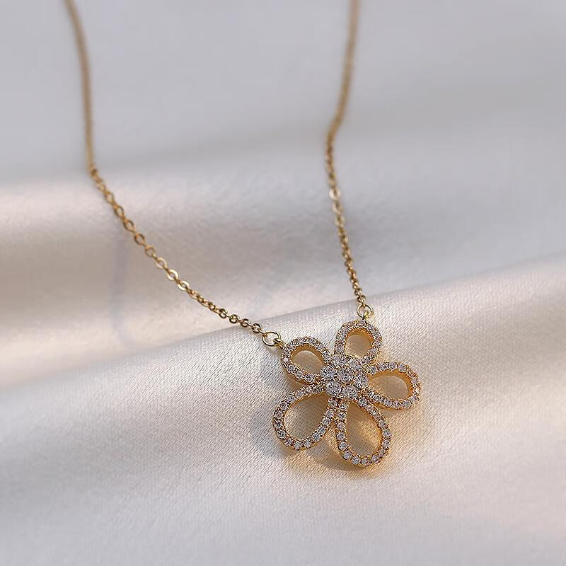 奢菲洛花瓣项链女轻奢小众设计感感锁骨链新款ins冷淡风夏季金色花朵