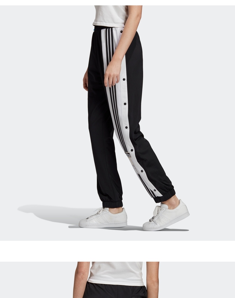 adidas阿迪达斯官网三叶草女装侧开纽扣运动裤gj6580黑色白js15562a