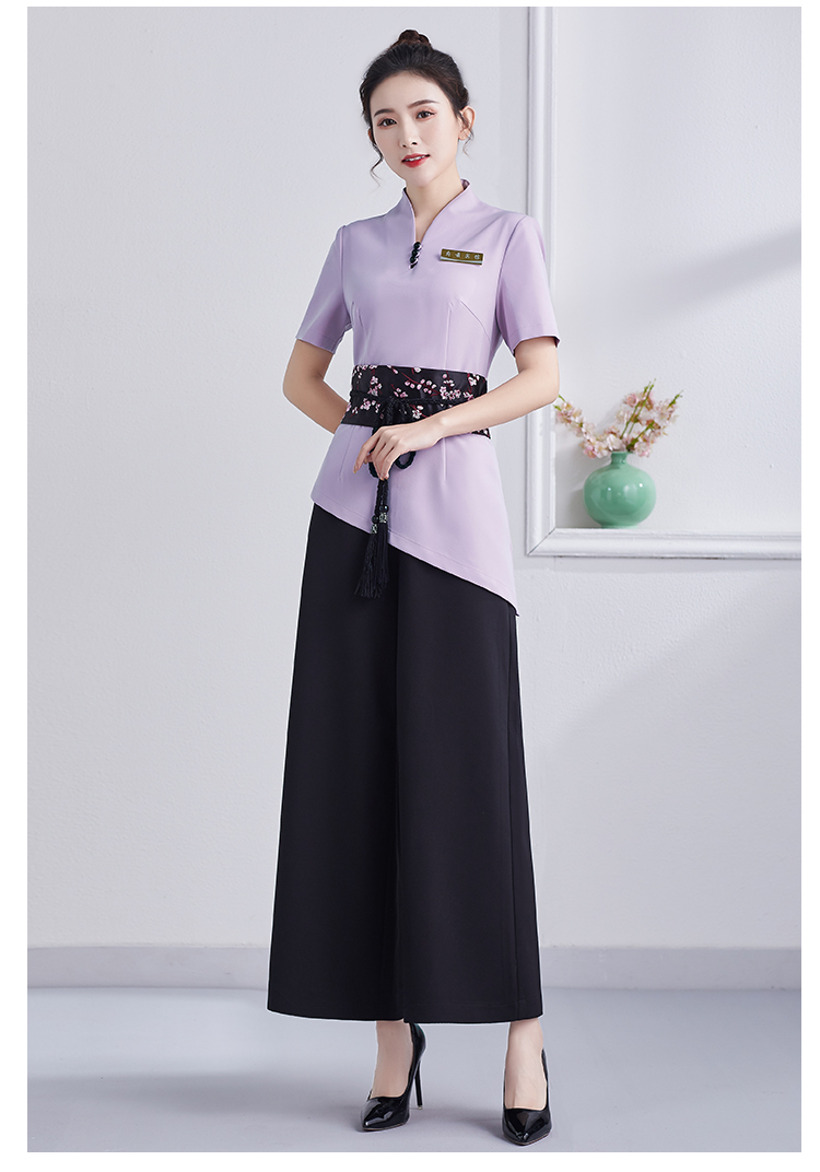 美容师工作服女夏季美容院服务员足浴技师服养生会所短袖套装定制款浅