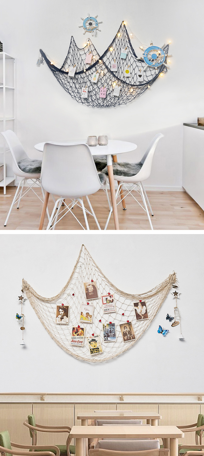 渔网网红照片墙背景墙装饰麻绳夹子相片框挂墙网格墙创意个性 大号