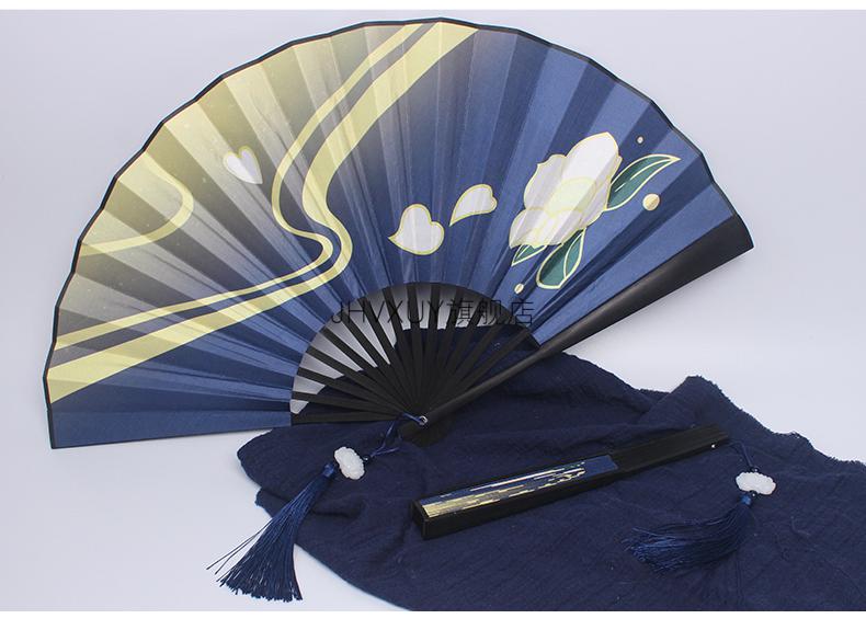 2022新品原神周边扇子神里绫华cos扇子印花双面绢布折扇中国风游戏