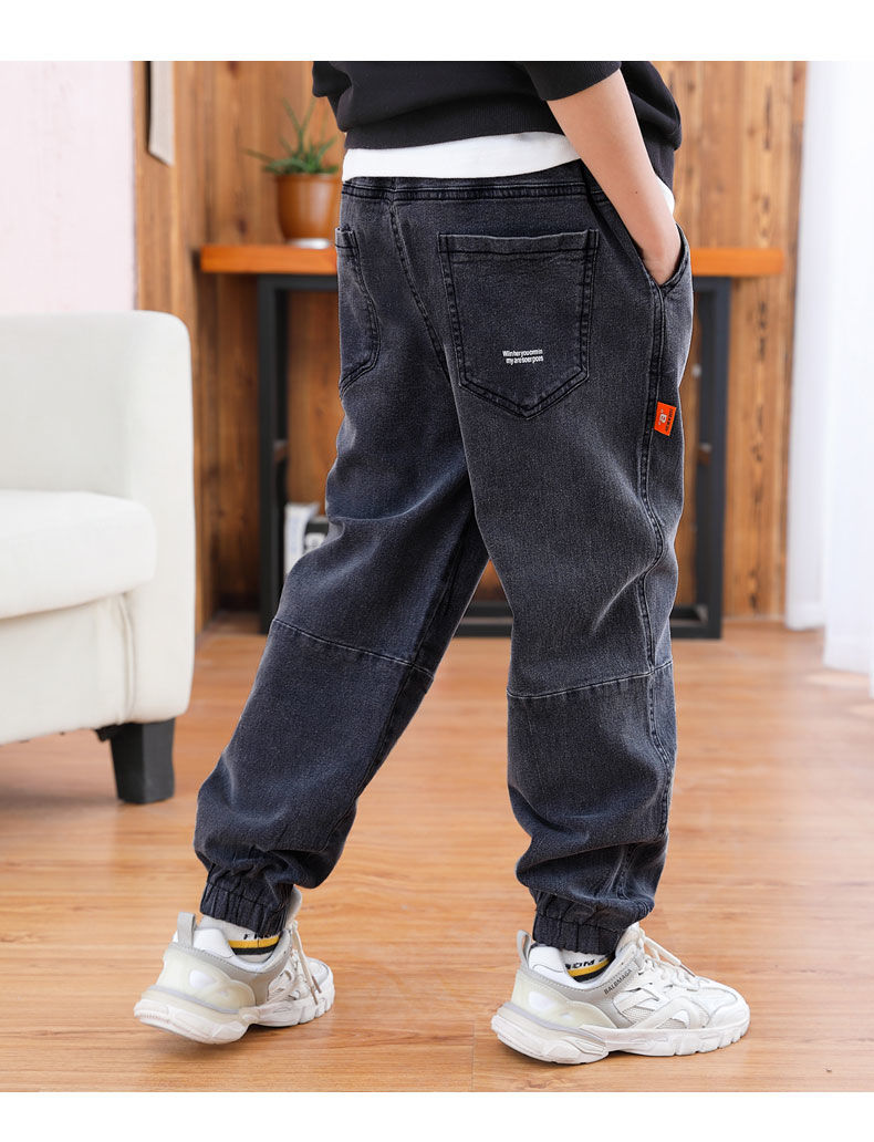 gioio男童仔裤春秋儿童长裤2022新秋冬加大童休闲裤男孩裤子潮黑色