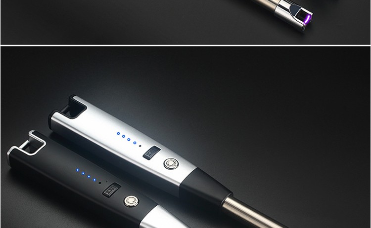 现货速发点火器充电打火机脉冲点火枪usb金属软管带电量显示智能防风