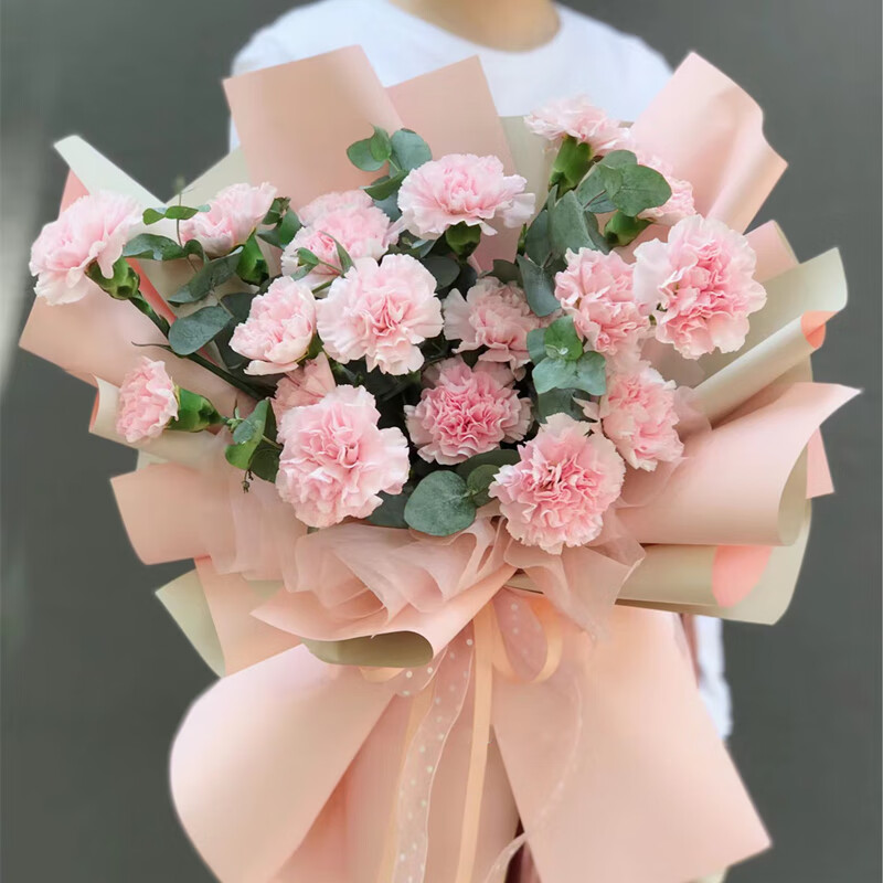 首望护士节康乃馨百合花束齐齐哈尔鲜花速递同城鸡西鹤岗花店配送妈妈