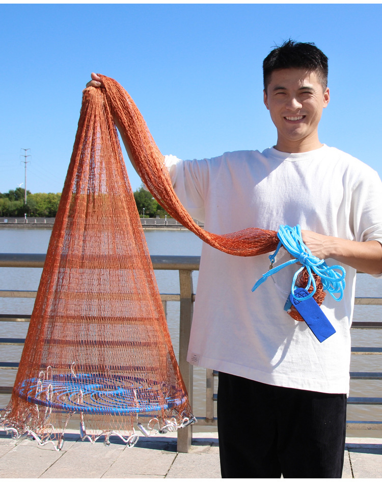 手抛网抛网飞盘式飞盘撒网渔具飞盘网鱼网捕鱼网手撒网链条轮胎单丝线