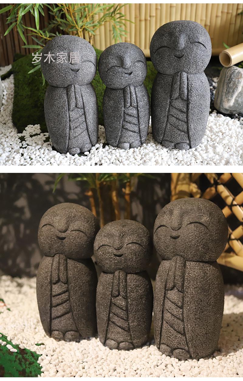 爱思顿日式庭院石雕小沙弥良缘地藏佛像石头小和尚花园景观禅意摆件