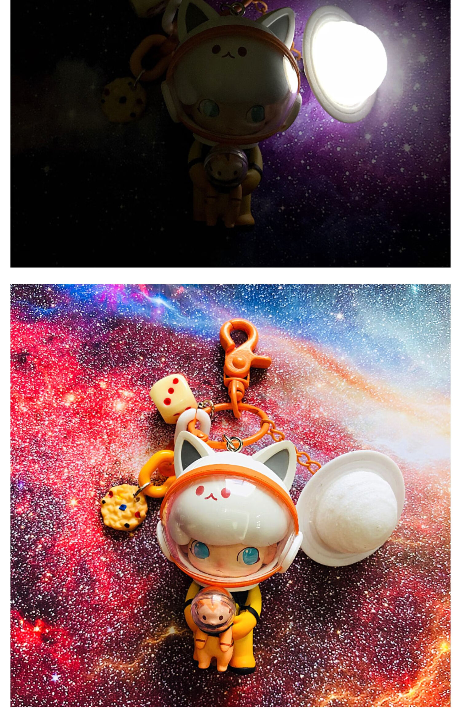 dimoo太空人创意发光汽车挂件钥匙扣女可爱情侣包包挂饰生日礼物 喵星