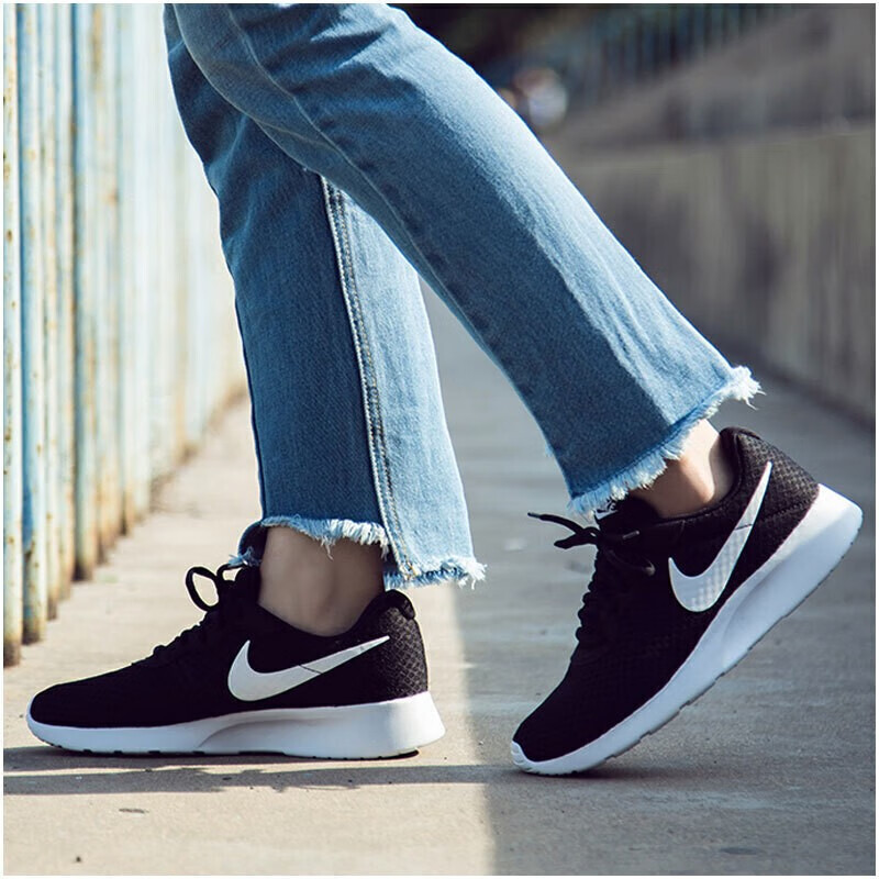 nike耐克休闲鞋女夏季新款tanjun黑色网面透气网鞋轻便缓震跑步鞋户外