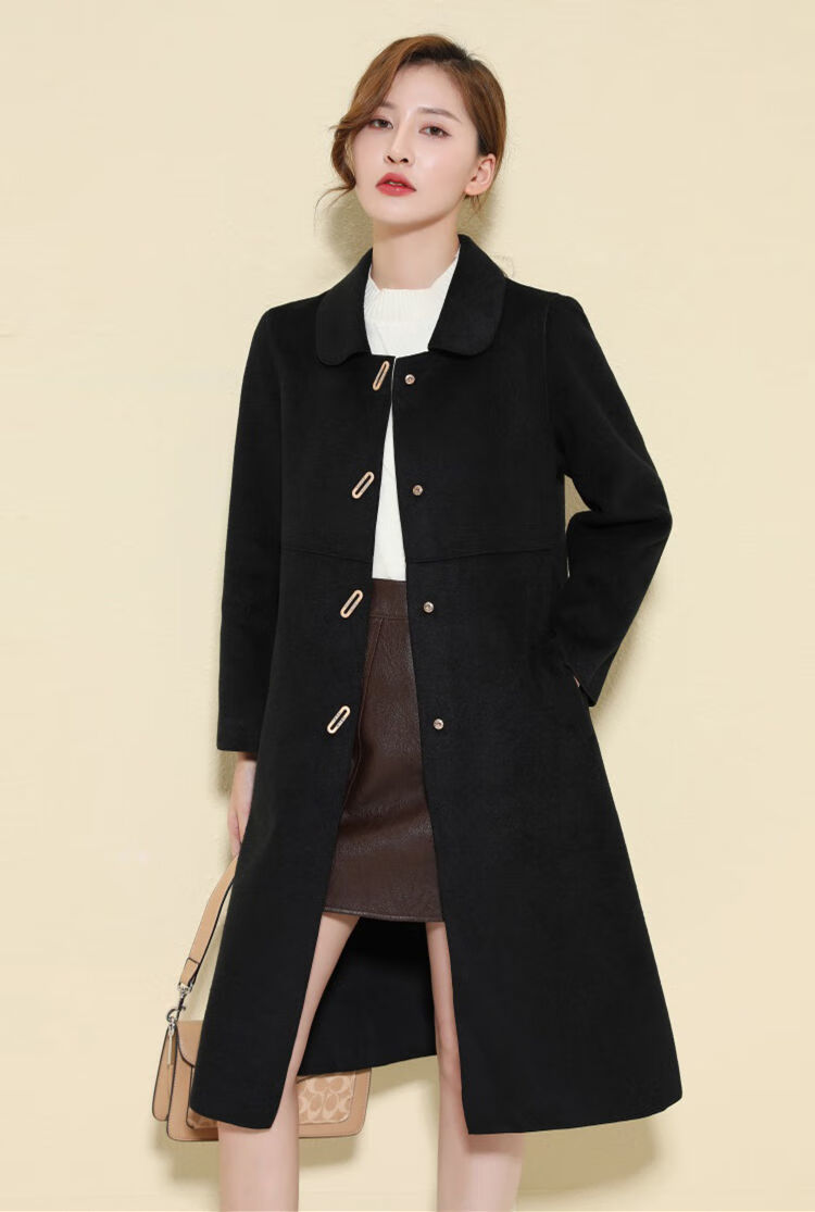 中老年人女装双面绒毛呢子大风衣外套女中长款女2022新款韩版气质春秋