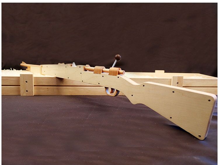 步抢木制儿童玩具皮筋枪连发木枪 软弹木头枪98k六一礼物 8个枪靶 需