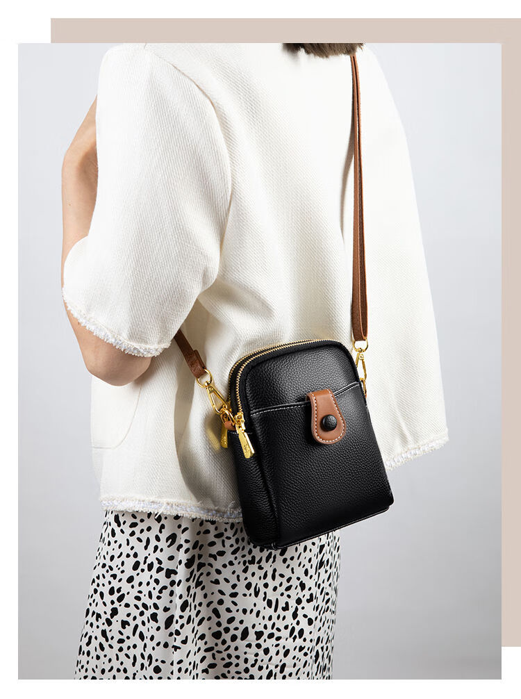 米缇贝蒂小包包女2022新款时尚单肩小挎包潮竖款手机包女斜挎 黑色