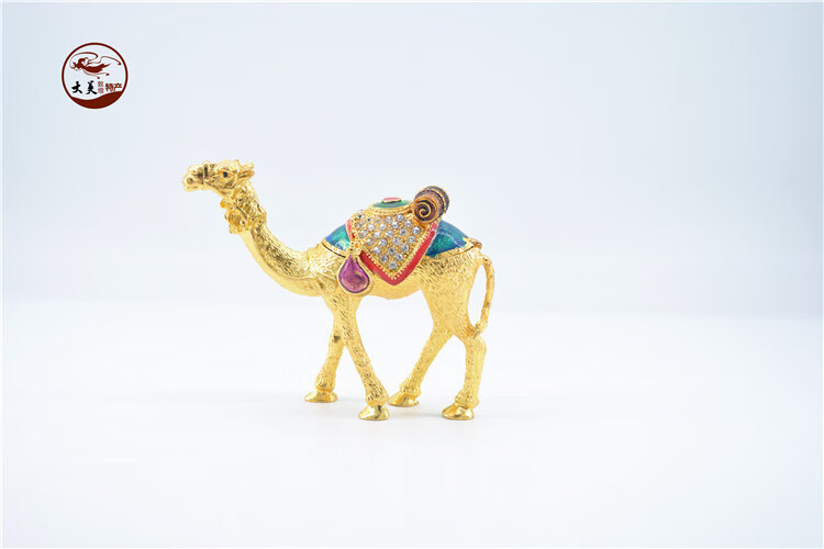 新疆旅游纪念品 敦煌骆驼镶钻合金桌面摆件首饰盒特色文创青海新疆