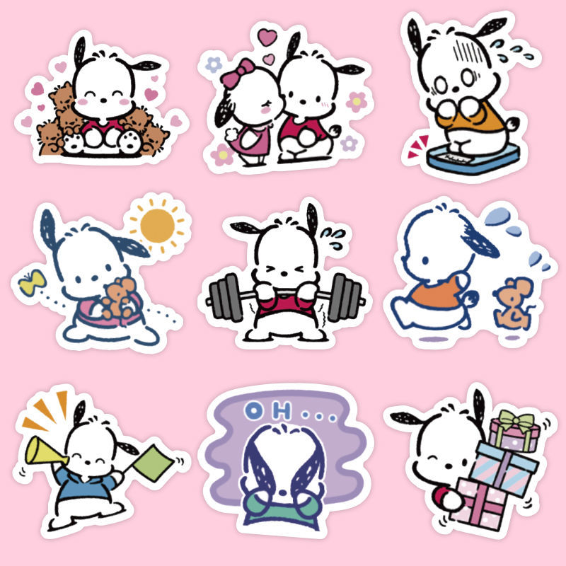 帕恰狗贴纸 60张可爱帕恰狗贴纸卡通系列小狗装饰手机壳行李箱防水